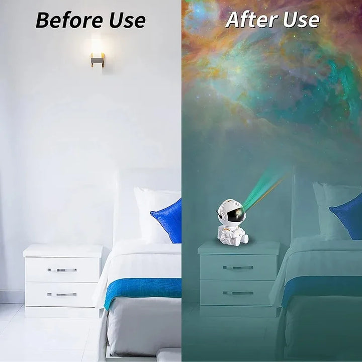 Astronaut Star Projector Night Light – USB Rechargeable & Remote Control
