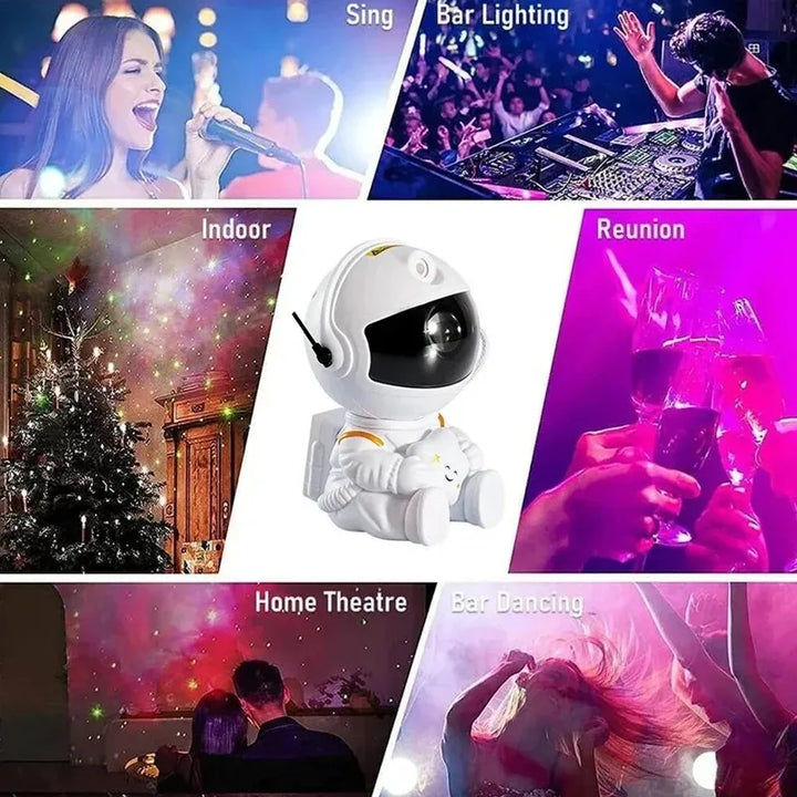 Astronaut Star Projector Night Light – USB Rechargeable & Remote Control