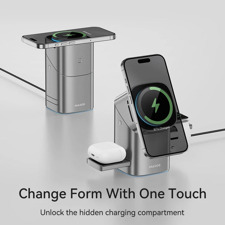 Qi2 3-in-1 Wireless Charger with Auto-Rotating Dock